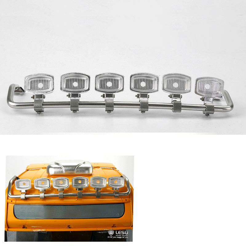 6pcs LESU Stainless Steel Plastic LED Spotlight Toplight Lamp for 1/14 Highline R620 R470 RC Tractor Truck Model DIY Radio Controlled Construction Vehicle