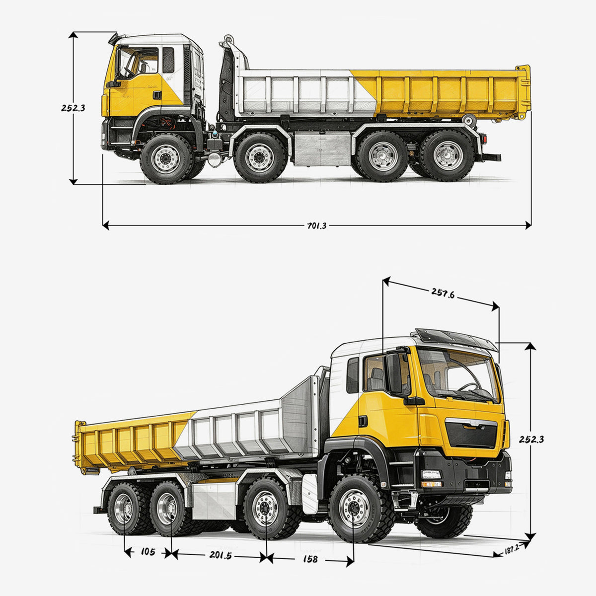 TOUCAN RC HOBBY LIMITED-TIME SALE LESU Z0090 1/14 8x8 Metal Hydraulic RC Roll On Off Truck Telescopic Hooklift Dumper with TGS Cabin 5CH Valve 3 Speed Transmission Sound Light