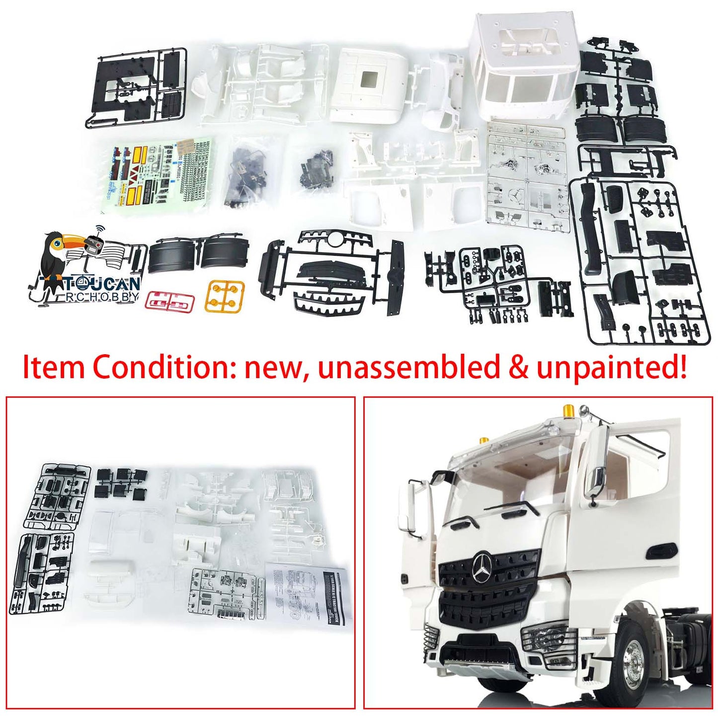 Toucan Hobby Plastic Cabin Set for DIY 1/14 RC Tractor Remote Controlled Truck Toy Car DIY Accessory Model 3363 Openable Door