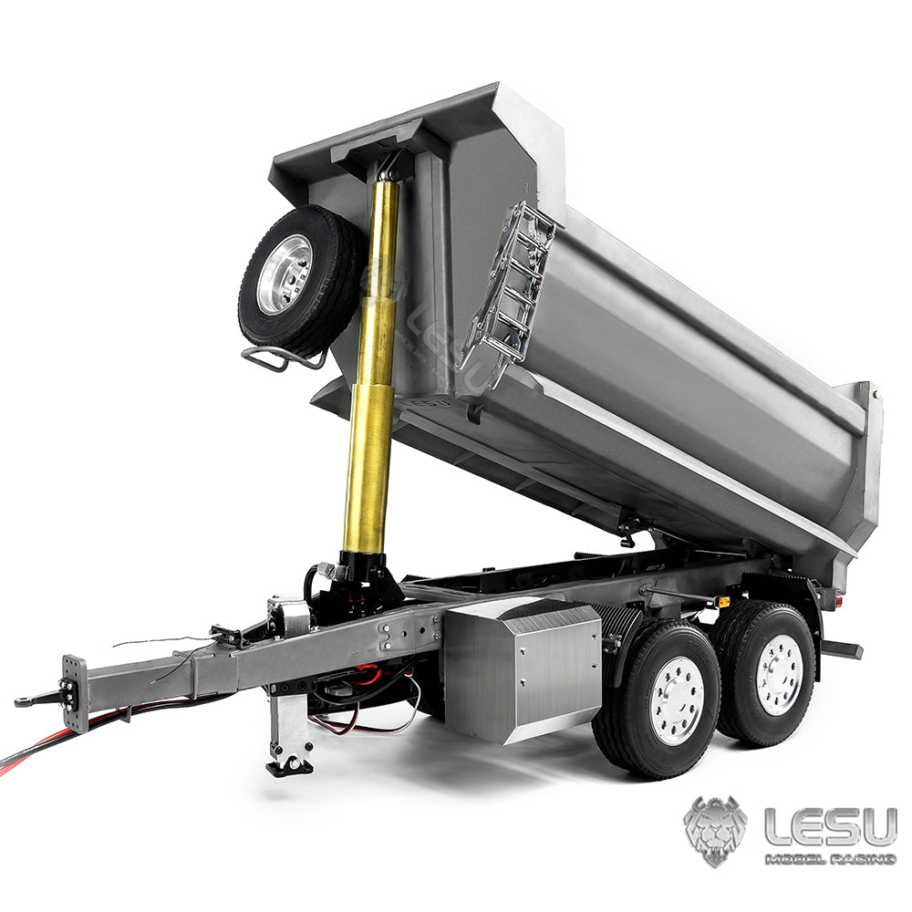 LESU 2-Axle Metal 1/14 RC Hydraulic Full Trailer Remote Control Self-dumping Truck Model DIY Car Optional Versions KIT