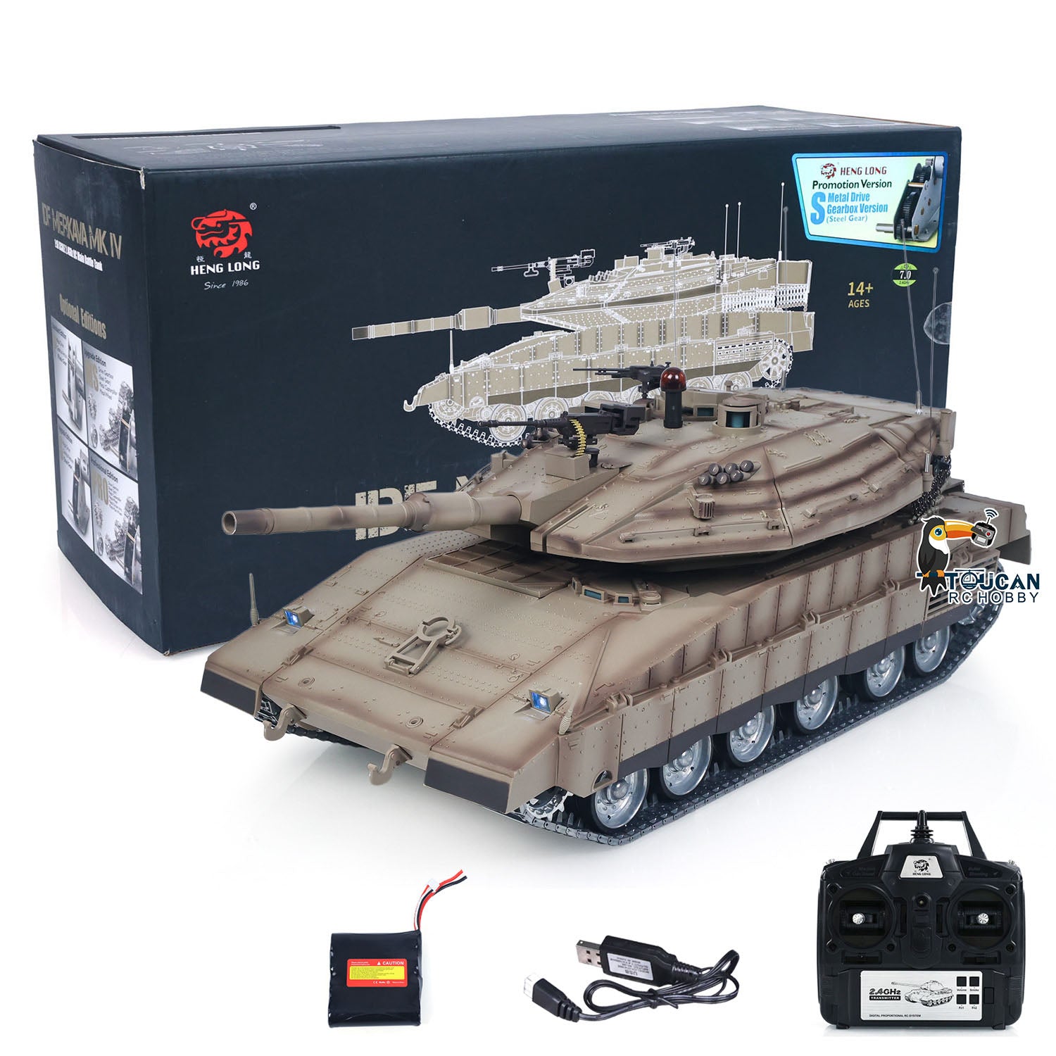 RTR 1/16 RC Battle Tank IDF Merkava MK IV 3958 Full Metal Chassis