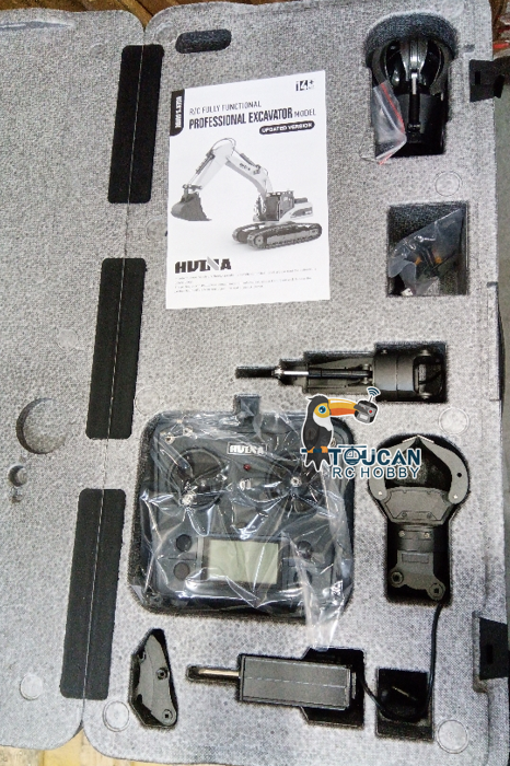 Free Shipping Second Hand US Stock HUINA New Upgrade 580 1/14 Metal Excavator Model Engineering Vehicle Electric Ball Grabber 360 Rotating Shear Claw Sound Lights