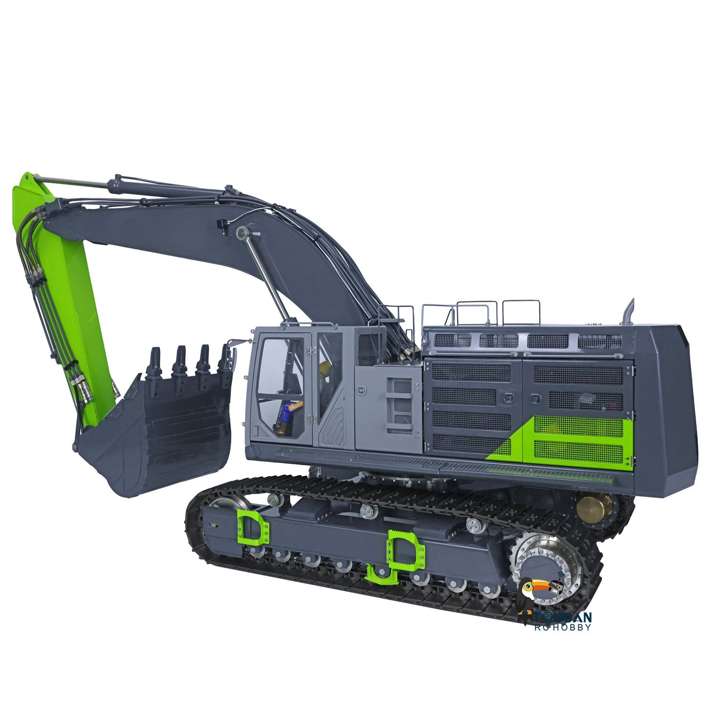 LESU 1/14 RC Heavy Excavator Model C374F Remote Control Hydraulic Digger Flysky PL18EVLITE Battery Smoke 6CH Valve Quick Coupler