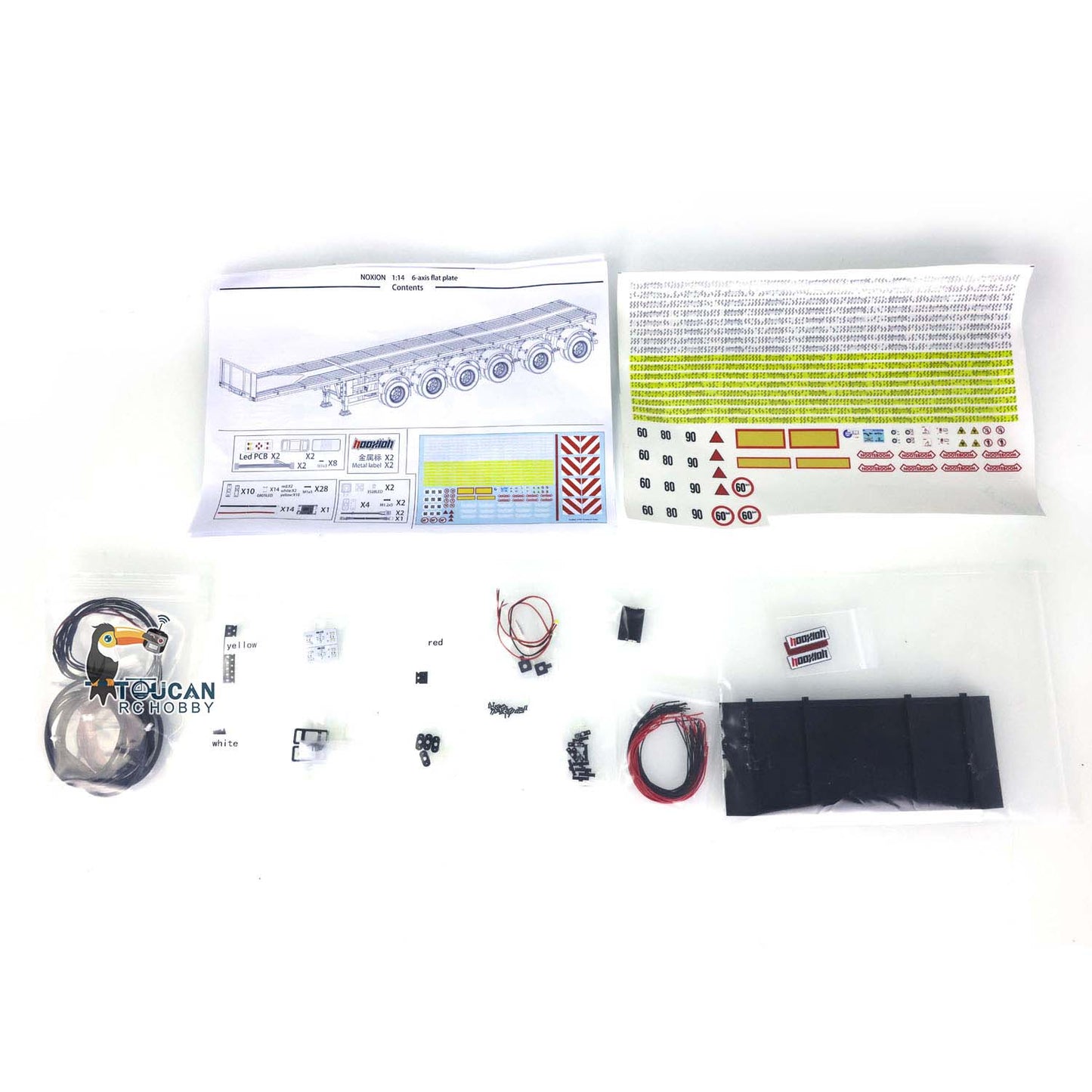 Fury Bear 6 Axles Flat Trailer for 1/14 RC Tractor Truck Radio Controlled DIY Car Hobby Model Assembled & Painted