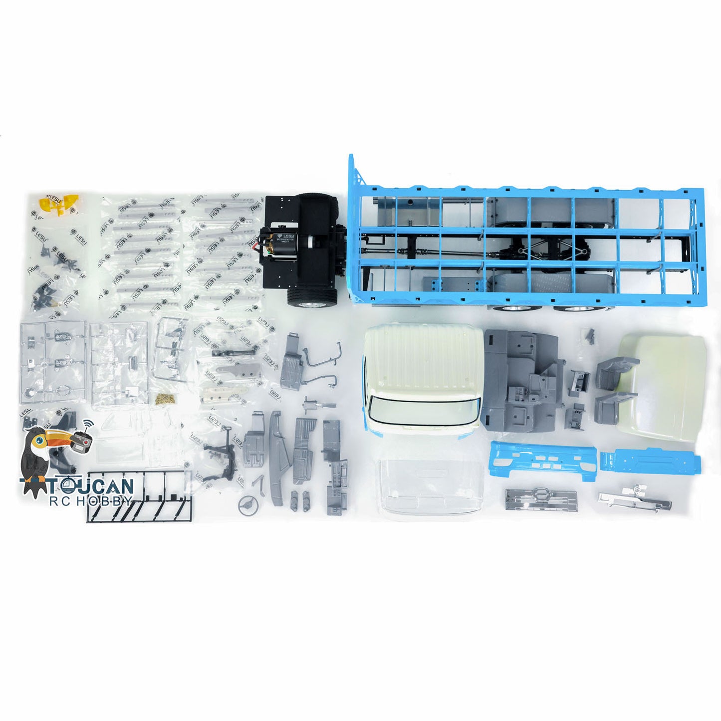 LESU 6*4 RC Flatbed Lorry Trailer Tractor Truck KIT or RTR Model Motor for 1/14 700 Remote Control Tractor Truck Car DIY