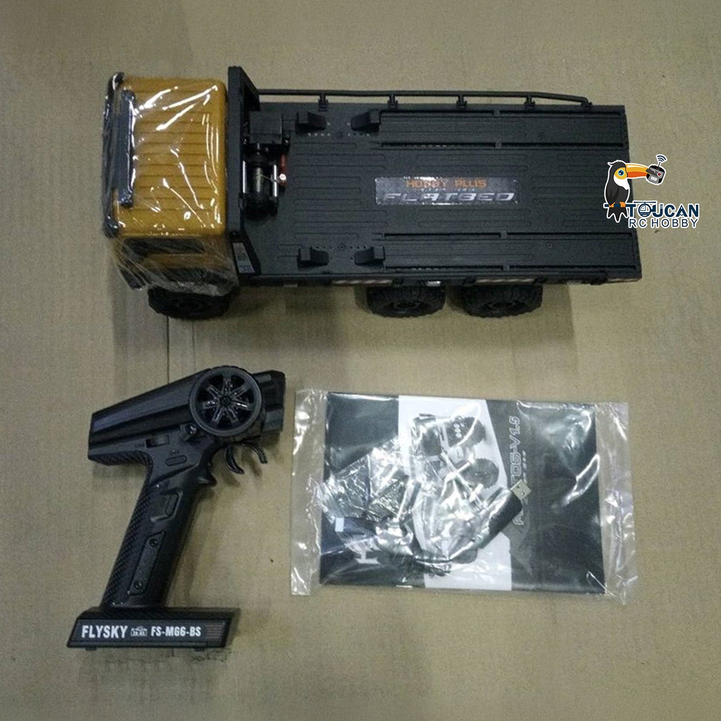 Second Hand Fast Free Shipping Hobby Plus 1/18 Remote Control Off Road Car 6X6 RC Flatbed Truck 2Speed Gearbox Flysky ESC 280 Brushed Motor 6CH Radio RTR