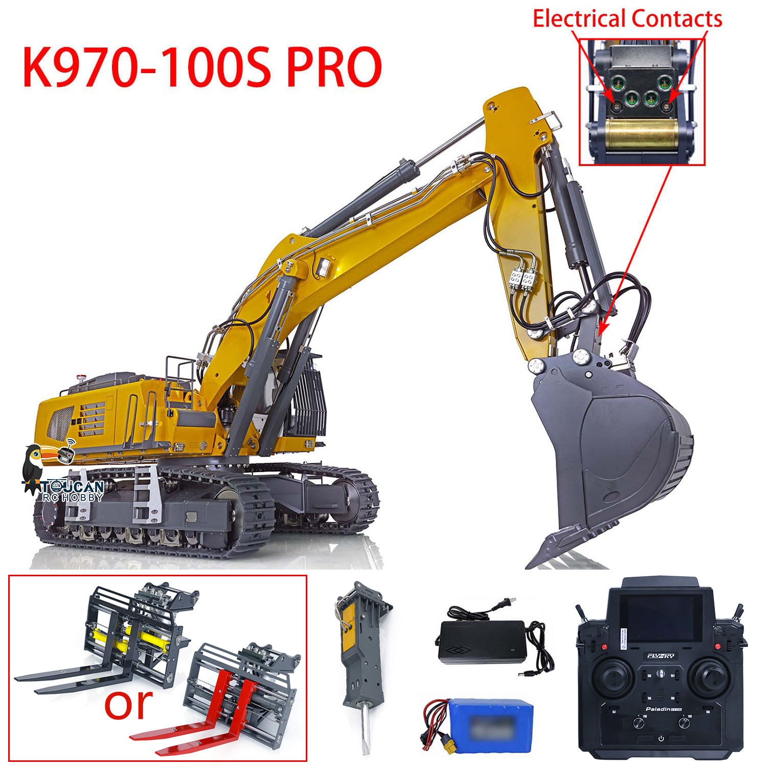 Kabolite K970 100S Pro 1/14 RC Excavator Metal Hydraulic Digger