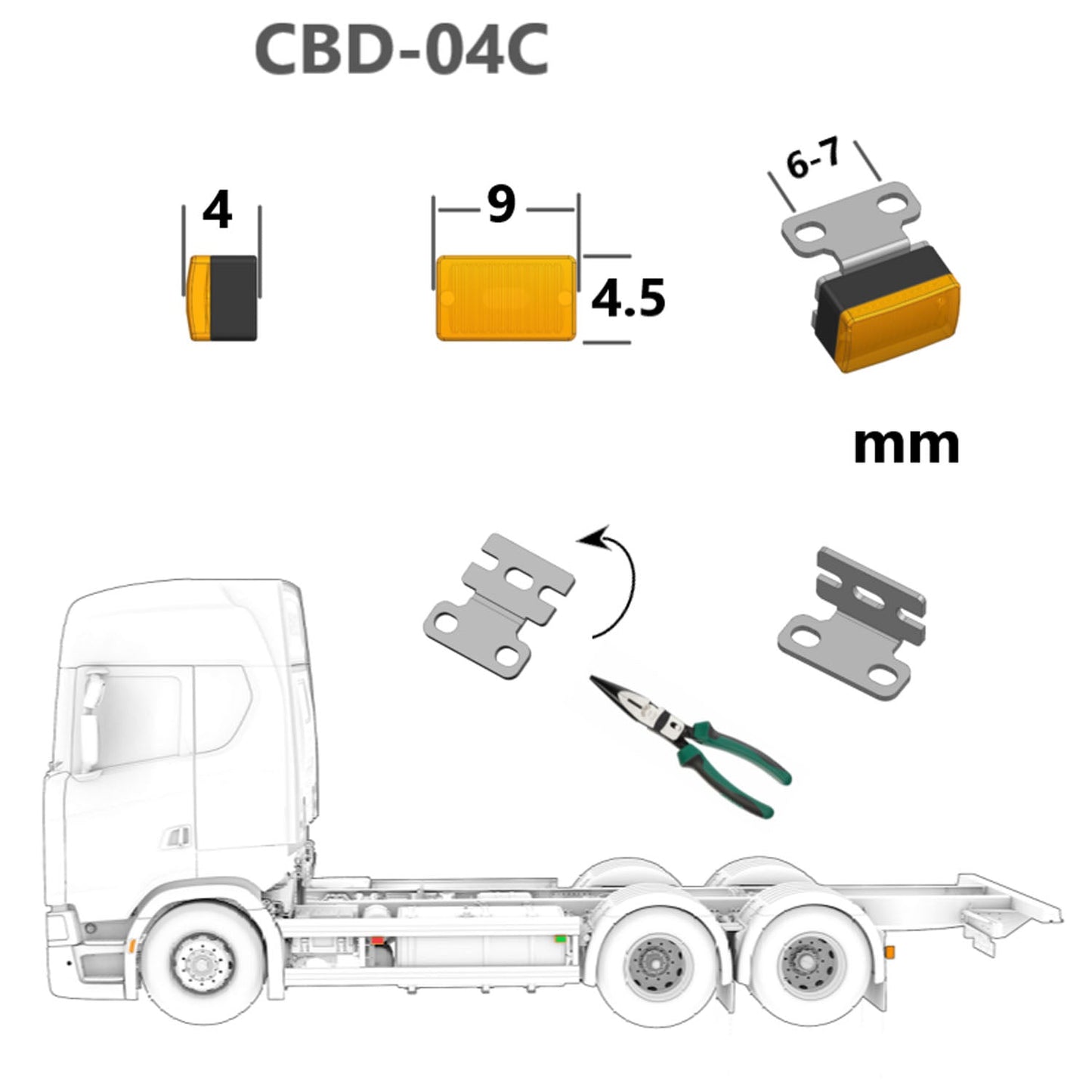 2.2V-3V LED Warning Light Plastic Marker Lamp for DIY TAMIYA 1/14 RC Tractor Truck Model Trailer Dumper Road Rescue Vehicle Car