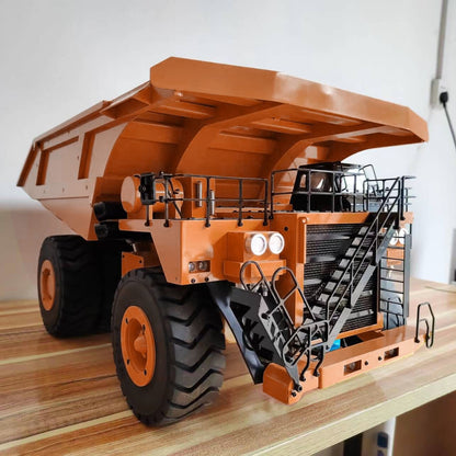 1/20 Metal RC Hydraulic Mine Truck CAT, 793D Assembled Dumper Servo Motor I6X Radio Lights Warning Sound System Car Model