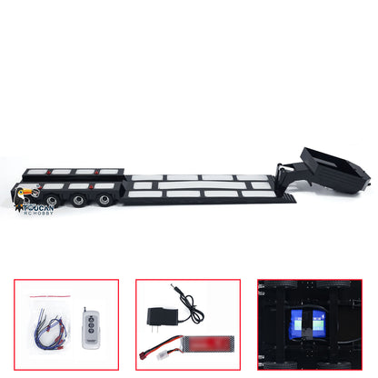 4-Axle Metal Extendable Semi-trailer for 1/14 RC Tractor Truck Radio Control Car Painted Hobby Model DIY Parts Rear Light LED