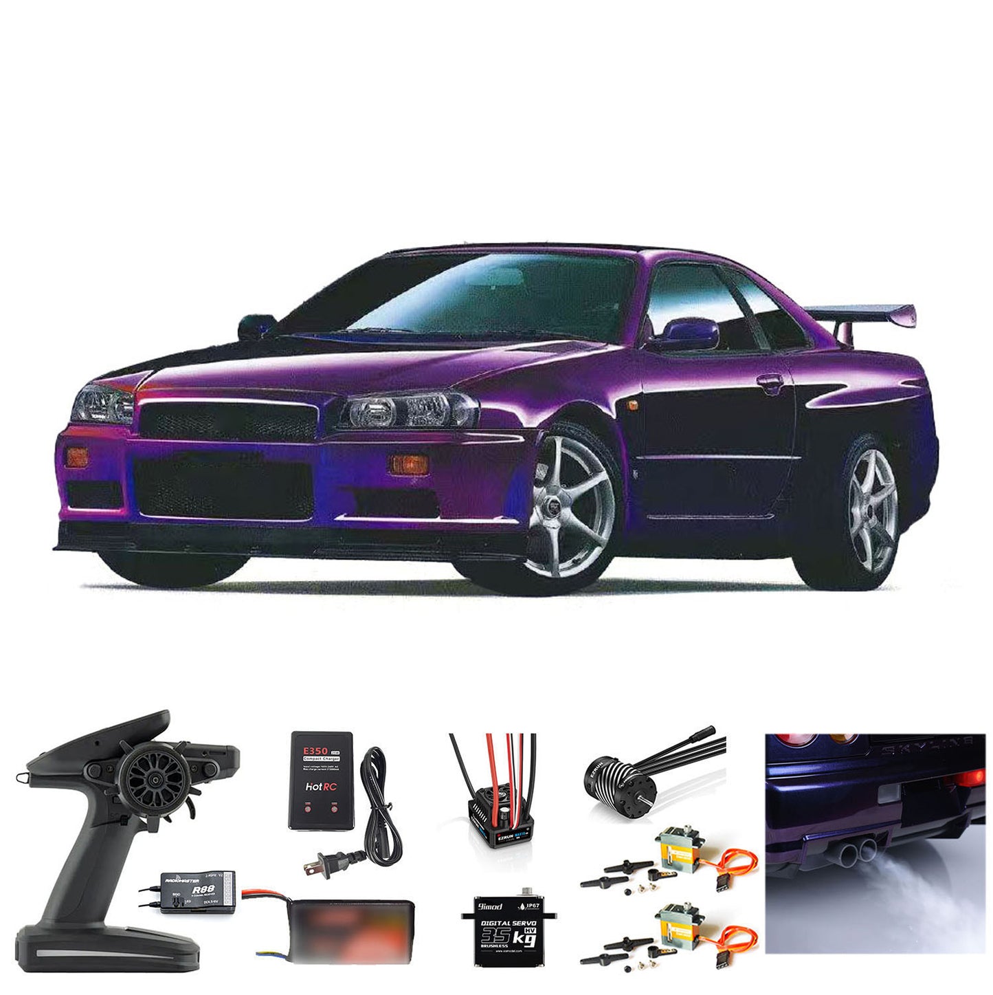 Capo 1/8 Metal 4x4 RC Racing Car Radio Controlled Drift Vehicle Model 4WD R34 RTR High-speed Light Sound