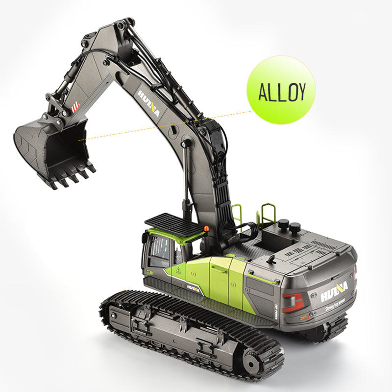 In Stock HUINA Plastic 1/14 Metal RC Excavator 593 1593 28CH 2.4Ghz Radio Controlled Electric Lifting Construction Vehicle Truck Toy Model Simulated Light Sound Battery Gift