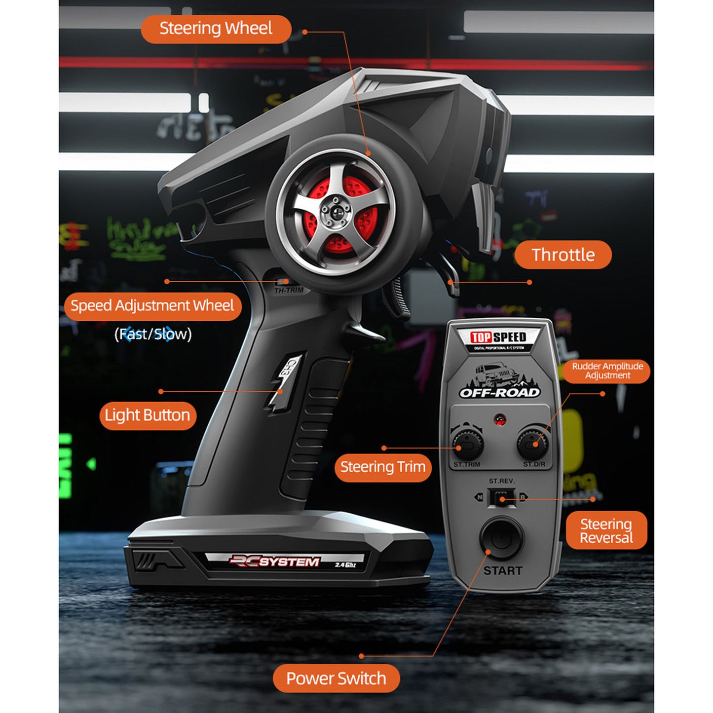 1/18 2.4G RC High Speed Off Road Vehicle 28km/h C8810 Four Wheel Drive Remote Control Car Brushed Motor ESC Lights RTR Battery