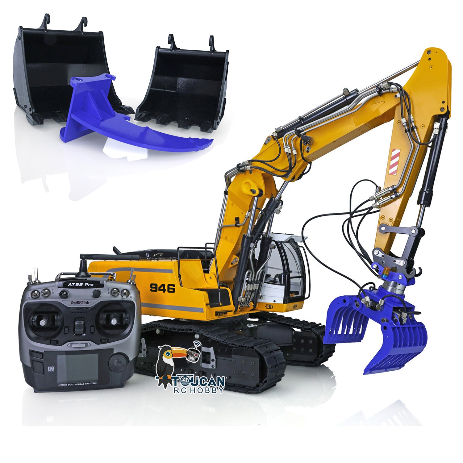 Wheelfun 1/14 RC Hydraulikbagger Modell - 10 Kanäle, Metallbauweise, 25kg, Mit AT9S Fernsteuerung