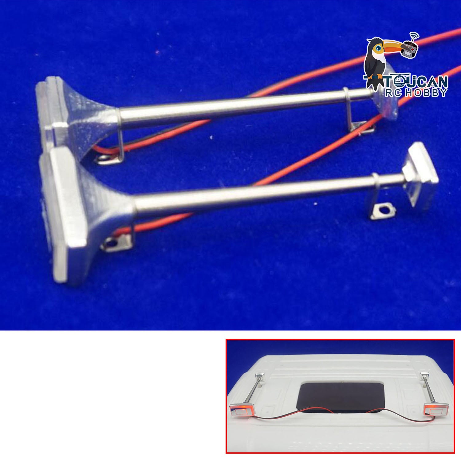 Metal 1Pair Horns with LED Light for 1/14 RC Tractor Truck Remote Cont TOUCAN RC HOBBY