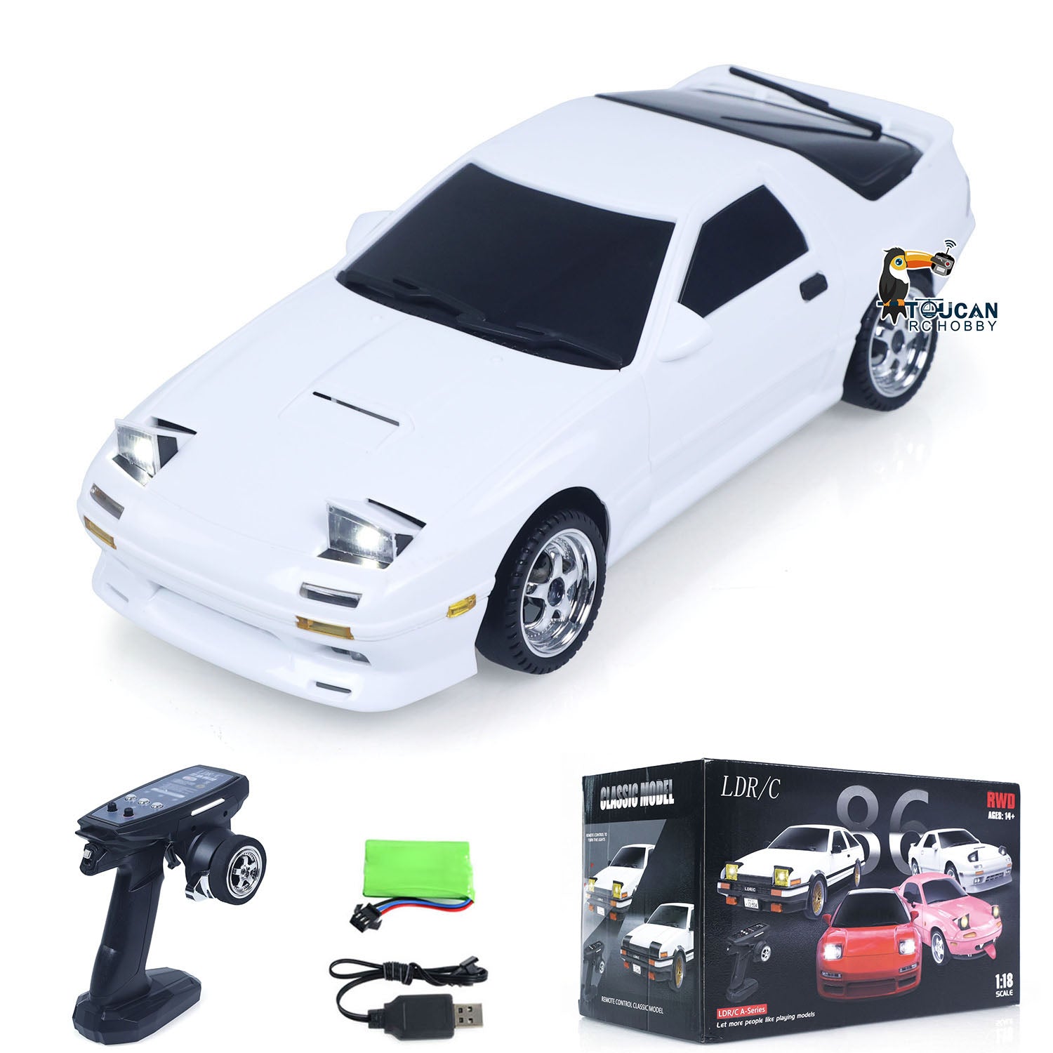 US Stock LDRC 1/18 RX7 RC Racing Car RWD Electric Off-road