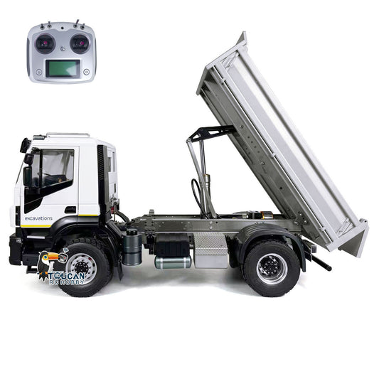 1/14 4x4 Metal RC Hydraulic Dumper Truck Remote Control Tipper Car Hobby Model PNP Light Sound System FlySky I6S