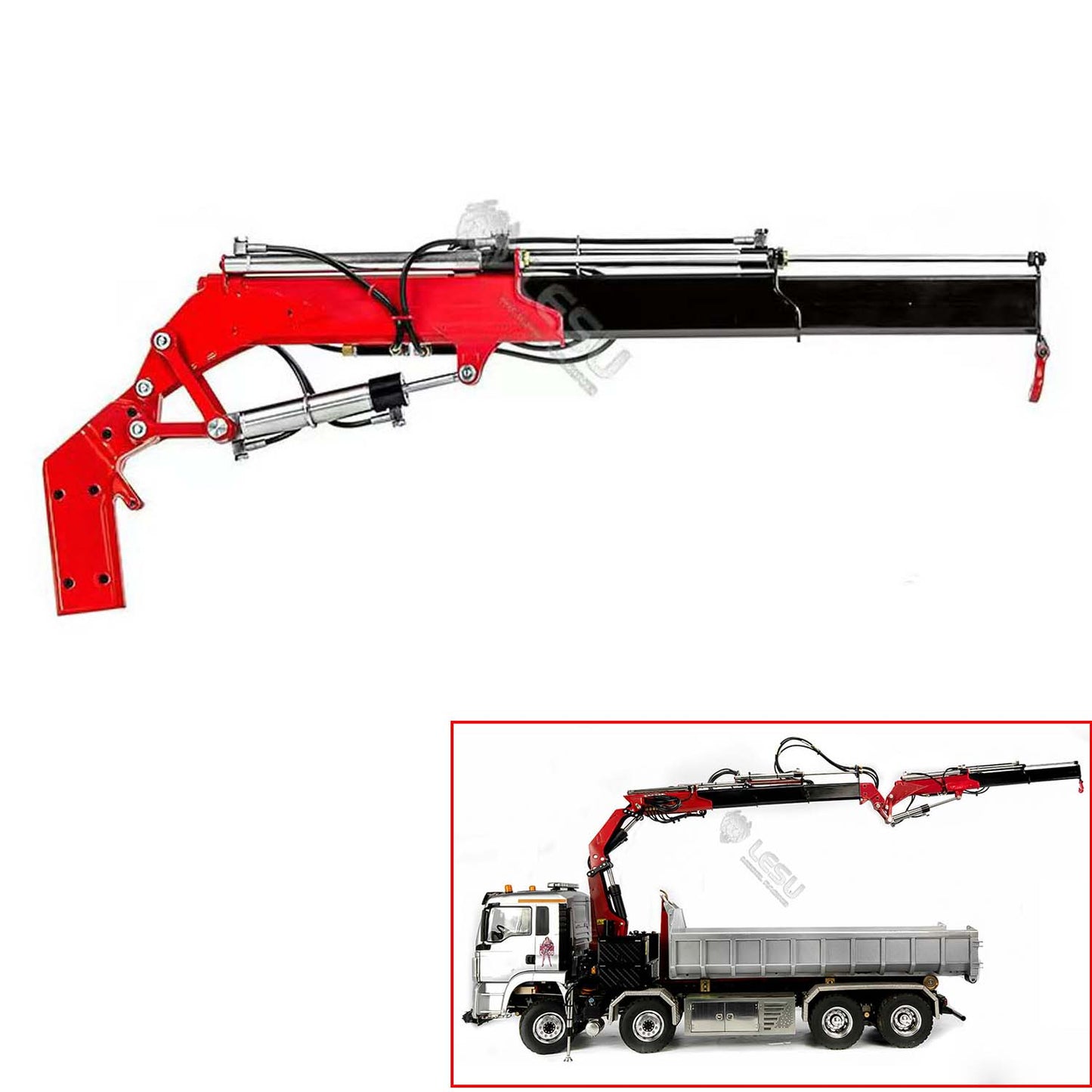 LESU Metal Fly Jib Arm Crane for A0014 1/14 RC Hydraulic Dumper Radio Controlled Car Model Cranes Parts DIY Accessories