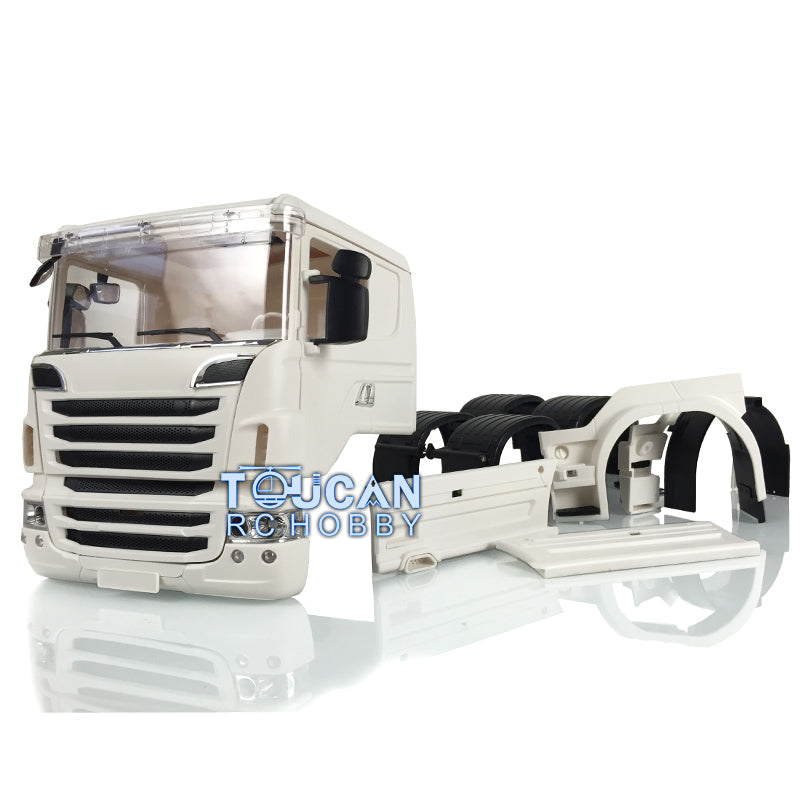 Toucan Hobby Unpainted Plastic Cabin R370 for 1/14 6x6 6x4 3-Axle TAMIYA RC Tractor Truck Car DIY Spare Parts Accessories