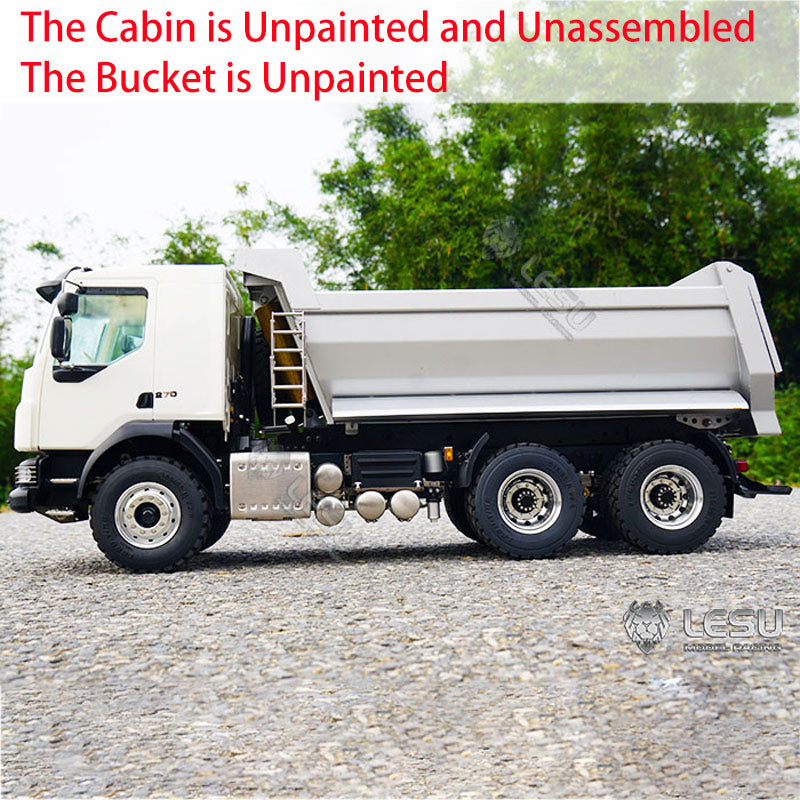 1/14 LESU 6x6 3Axle Hydraulic Metal RC Dumper Radio Control Tipper Sound Light System Unassembled Unpainted VM Cabin DIY Car