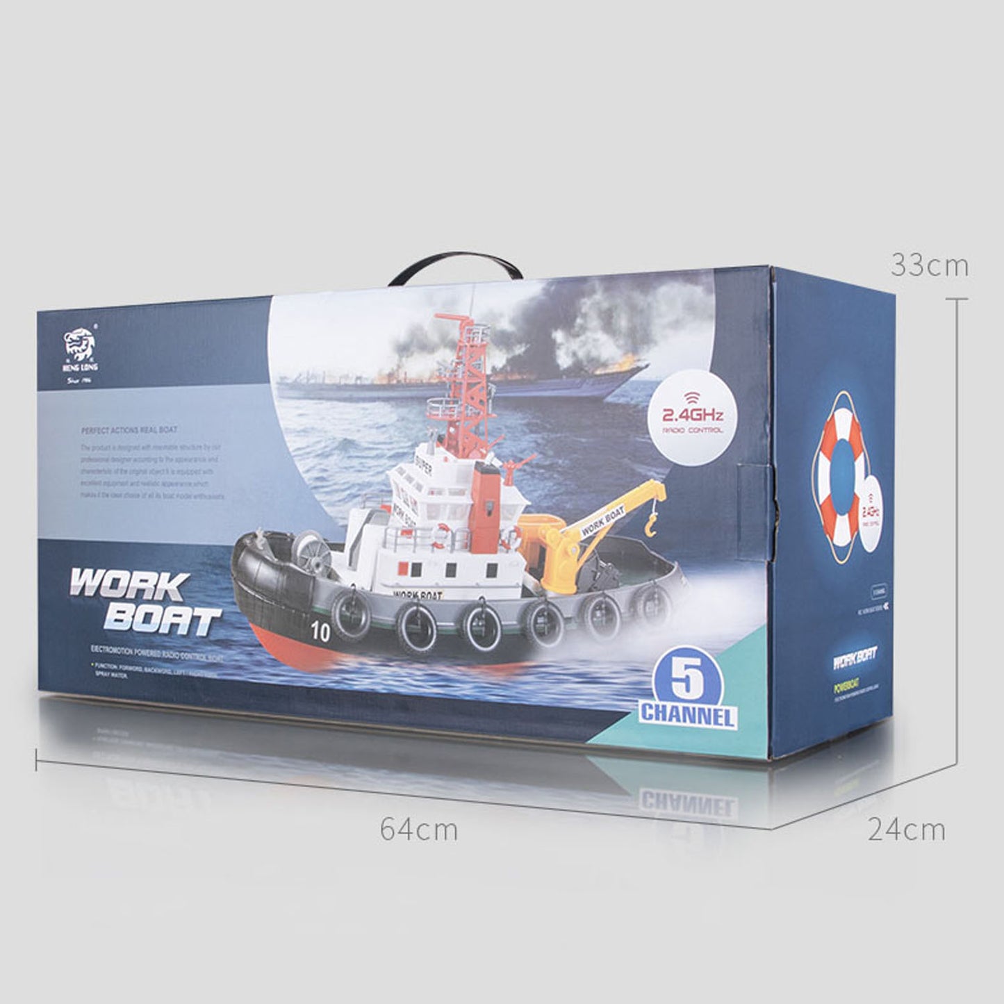 In Stock Heng Long 2.4G RC Boat Fire Fighting Remote Control Water Spray Ship Hobby Model DIY ESC Motor Servo 60x23x45CM
