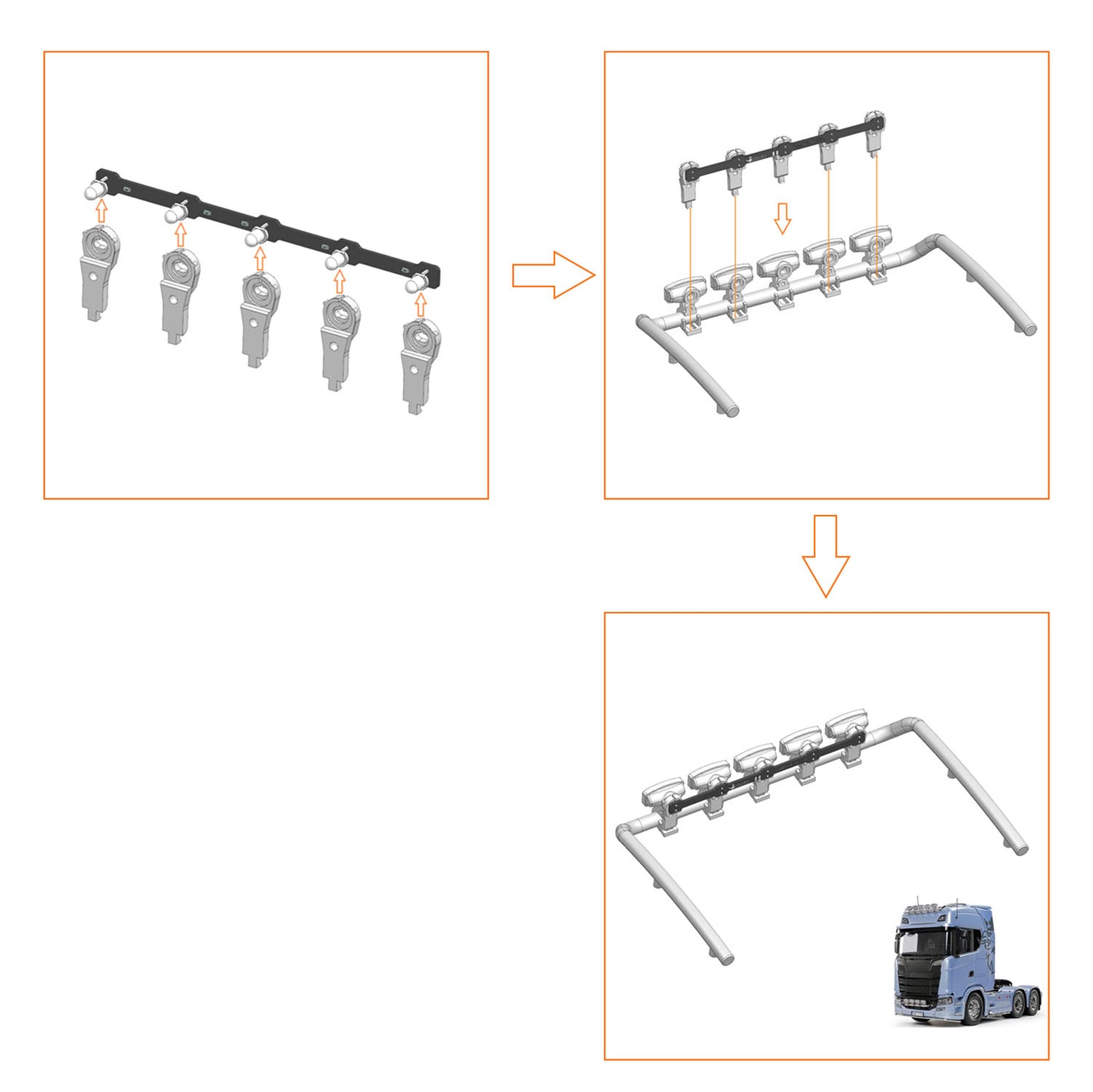 LED Lamp 3V-7V Plastic Roof Spotlight Board for 1/14 Remote Control Tractor Truck DIY TAMIYA 770S 56368 56371 Model Vehicle Car