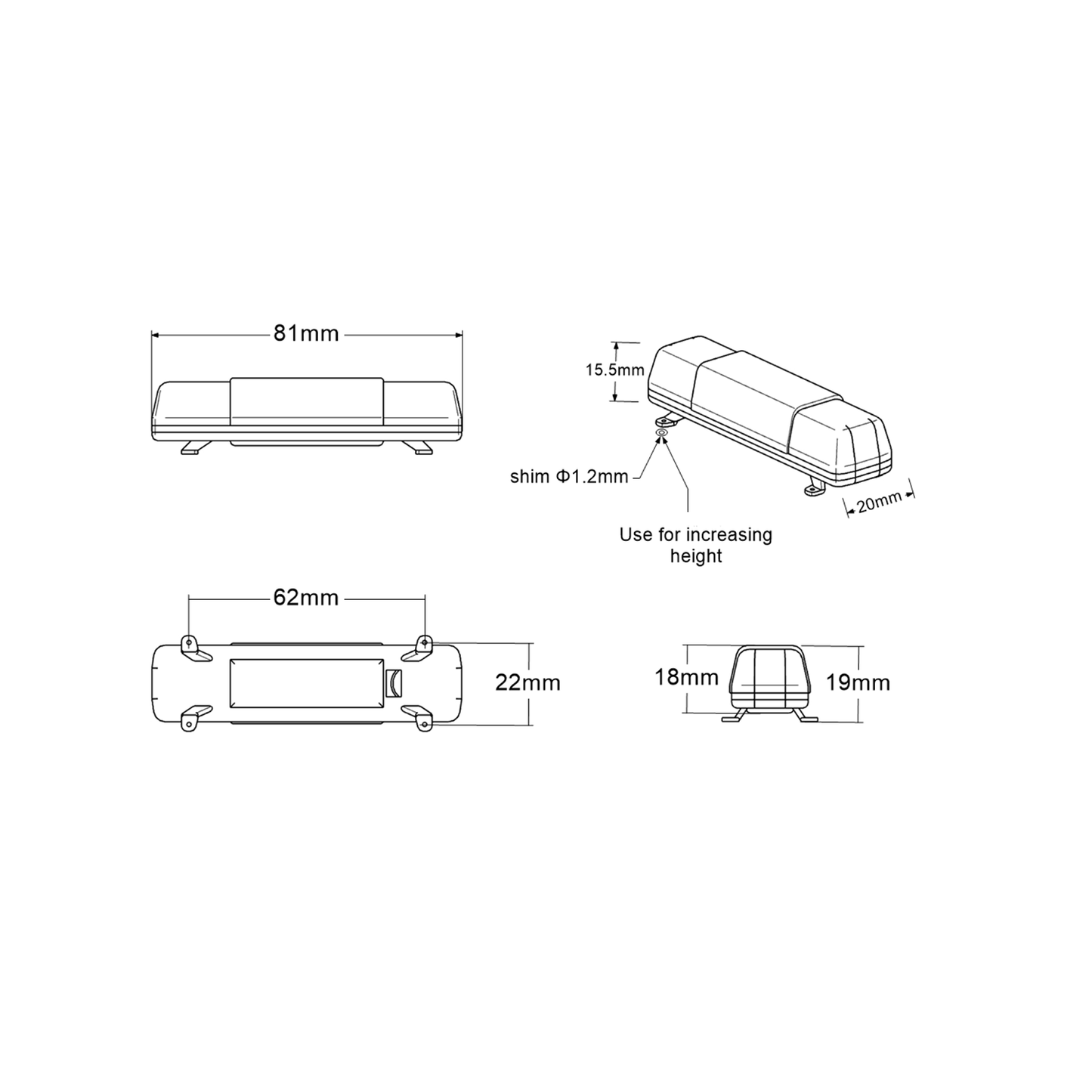 Plastic BITRC BJL 81 Cabin Roof Beacon Warning Light for 1/14 DIY RC Car Tractor Truck Dumper Trucks Model TAMIYA LESU JDMODEL