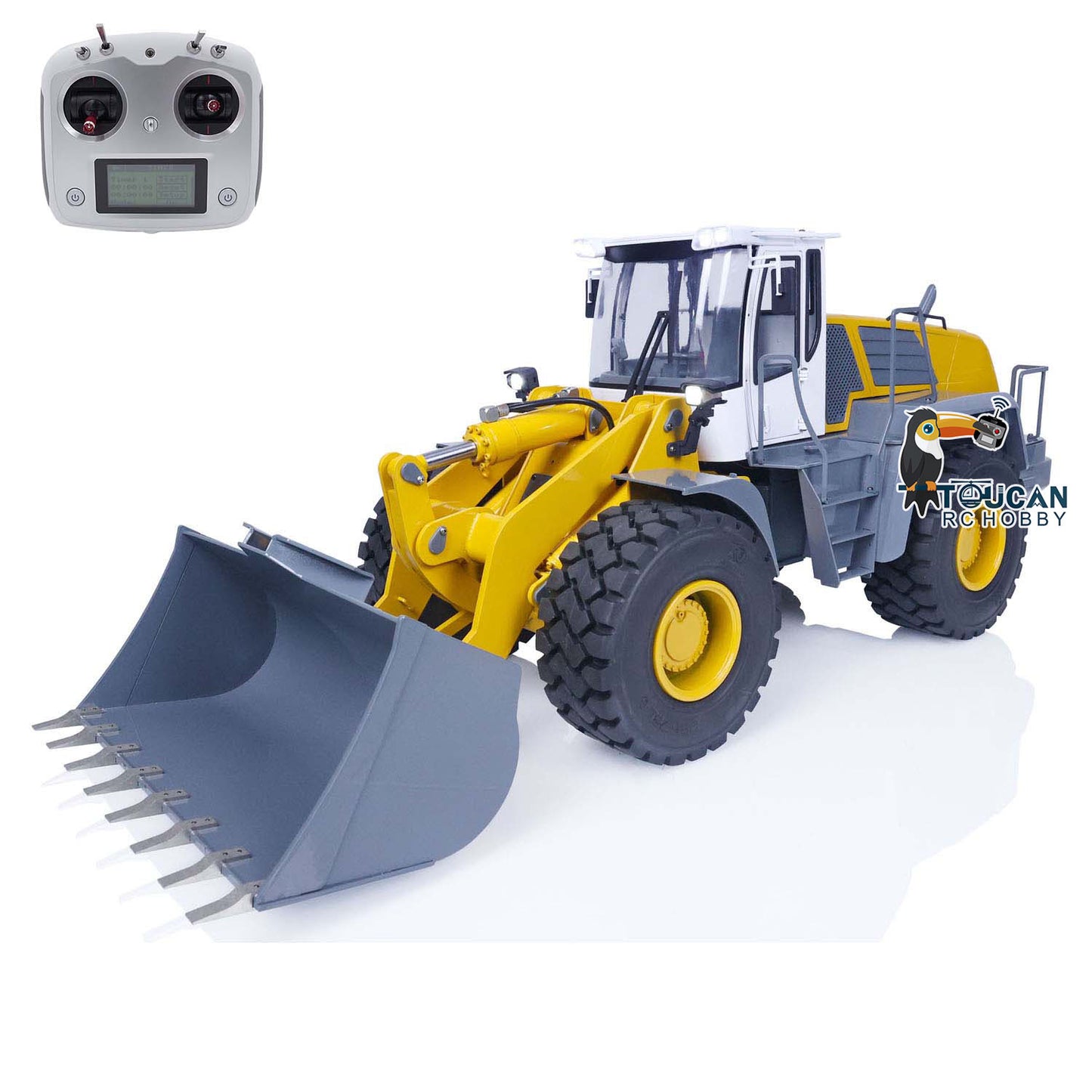 JZM Metal 1/14 580 Assembled Painted RC Hydraulic Loader Remote Control Construction Vehicles Sound Light I6S Radio