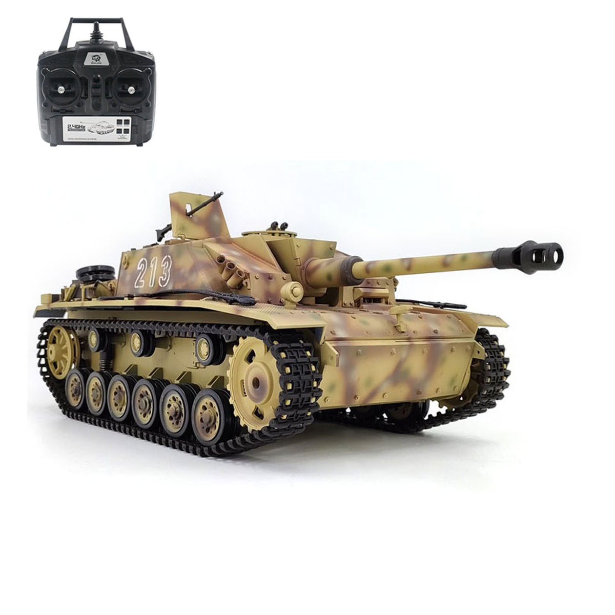 TOUCAN RC HOBBY 2.4G Henglong 1/16 7.0 Plastic German Stug III RTR RC Tank Model 3868 BB IR Steel Gearbox 1800MAH Battery Radio Sound Lights