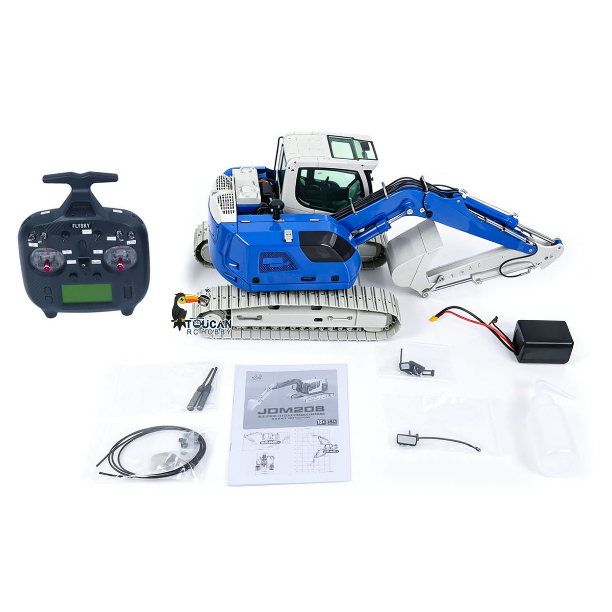 TOUCAN RC HOBBY JDModel 1/14 Metal 2Arms RC Hydraulic Tracked Excavator JDM-208 R920 Radio Control Digger Engineering Vehicle Sound System Battery
