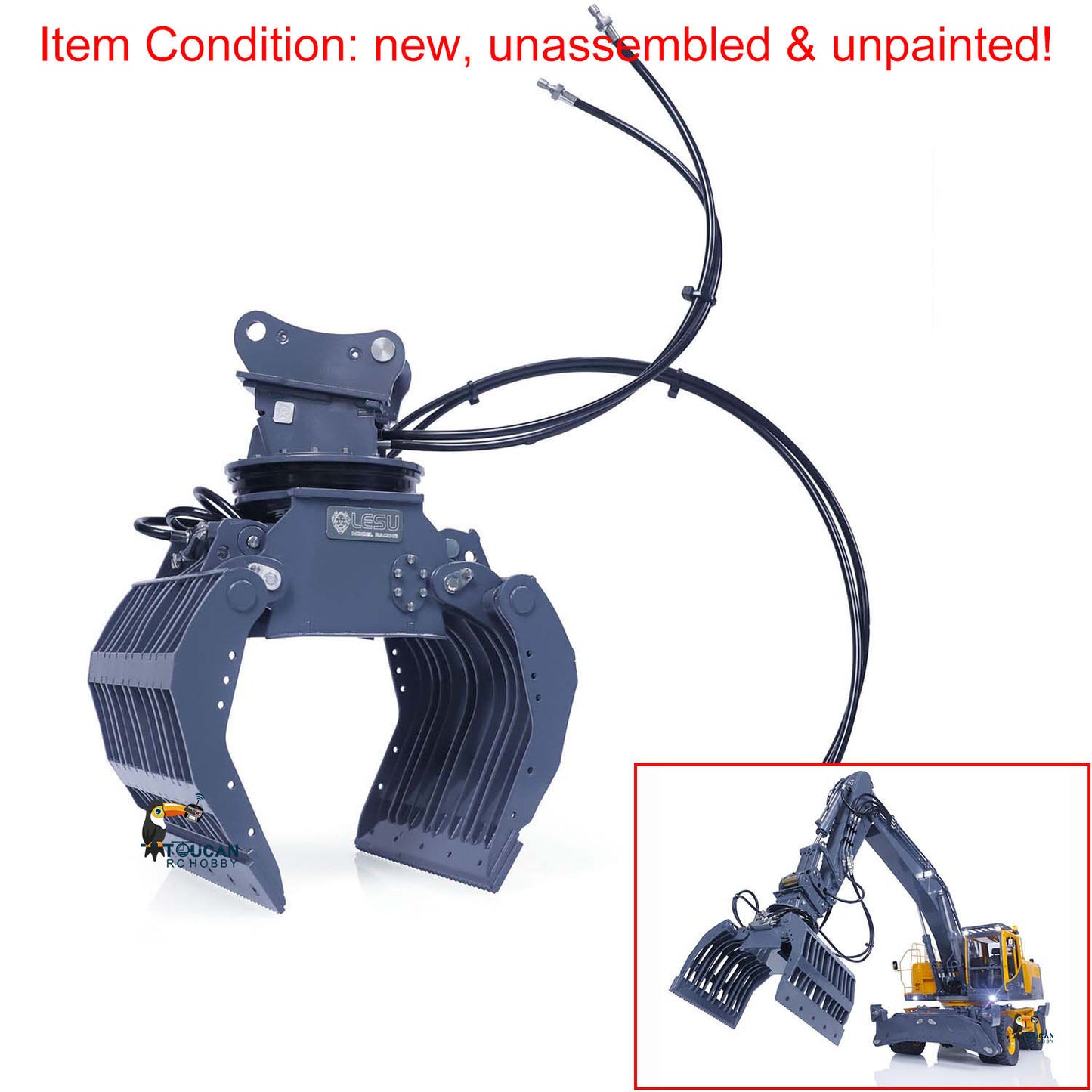 LESU PC360 1/14 RC Metal Hydraulic Excavator RTR Truck Model Cabin Roof Safety Net Hydraulic Quick Coupler Grab Bucket