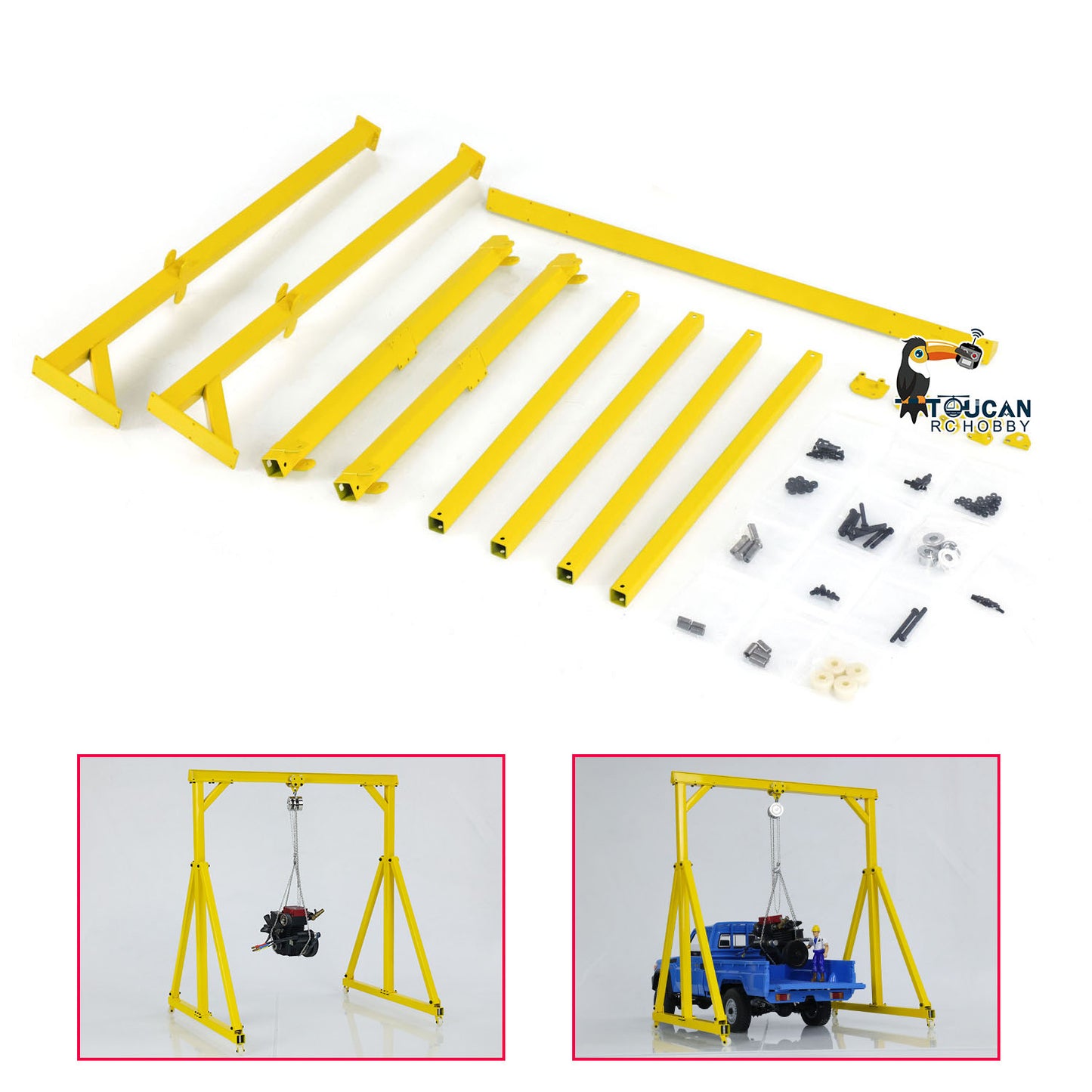 JDModel Metal Chain Block Hoist Gantry Crane for 1/14 RC Crane Remote Control Engineering Vehicles Model