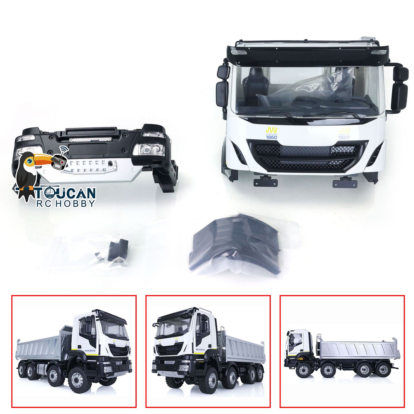 Plastic Car Shell With Interior Spare Part for 1/14 TAMIYA RC Truck Dumper Radio Control Tipper DIY Model Cars Accessory