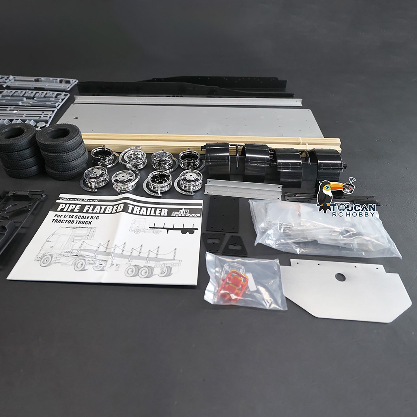 TOUCAN 1/14 2Axle RC Tractor Flatbed Semi Trailer Truck for DIY TAMIYA Model