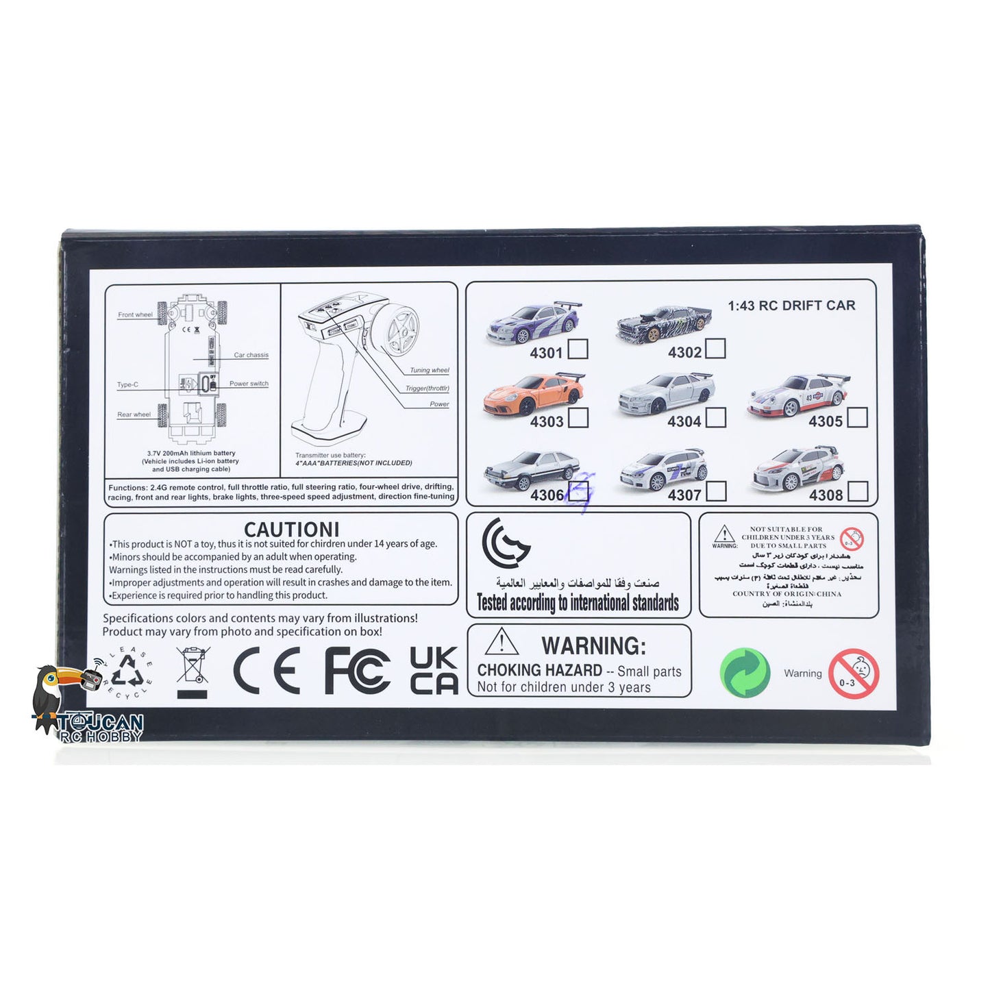 US STOCK 1/43 High Speed 2.4G Radio Controlled Racing Car AE86 RC Drift Vehicle 4WD RTR Mini Model Car Toy Radio Battery