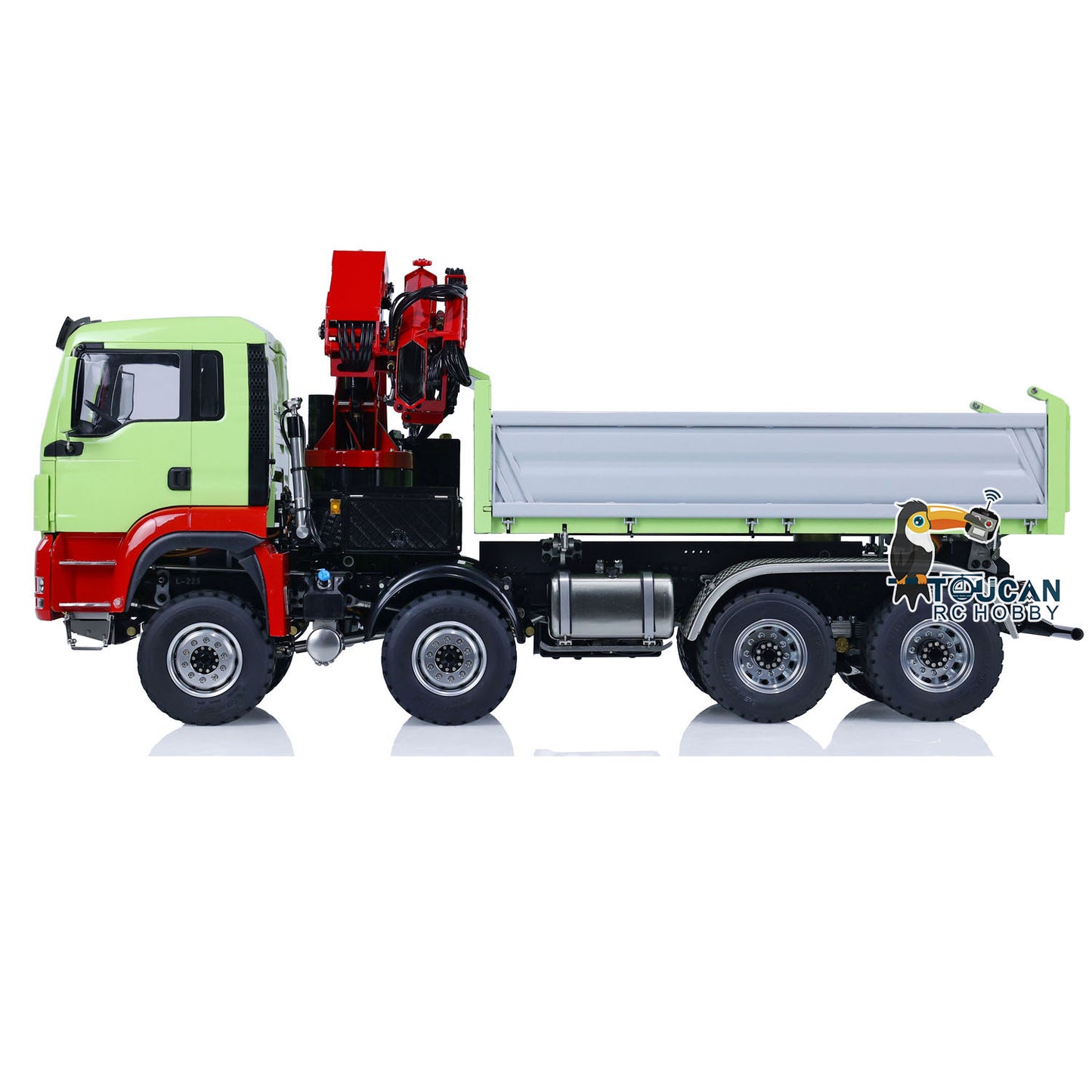 LESU 1/14 8X8 RC Hydraulic 3-Ways Dumper Truck for Remote Control Crane 2Speed Gearbox Tipper W/ Sound Light ESC Servo