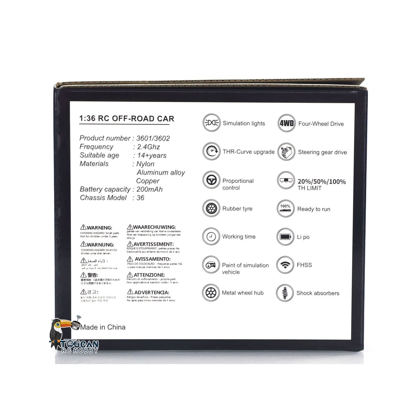 In Stock JABAILE 3602 1/36 4WD 2.4G Radio Controlled Off Road Vehicles Mini Crawler Car Battery Lights RTR RC Toys Model Children Gift