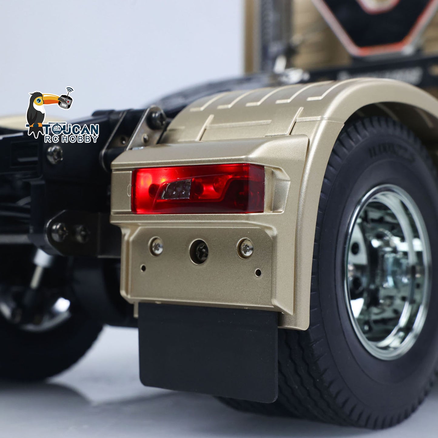 Plastic 1/14 RC Tractor Truck 56379 Remote Control Construction Vehicle Customized by Toucanhobby 4X2 Chassis 3Speed Gearbox Flowing Water Light Smoke Unit ST8 Radio RTR