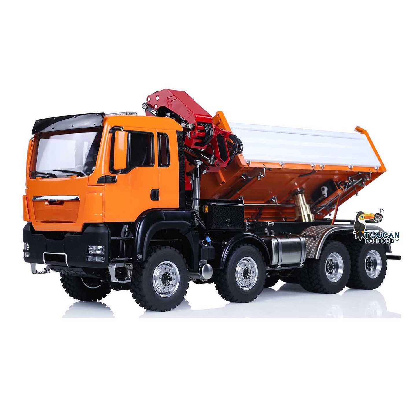 LESU 1/14 RC Hydraulic Dump Truck 8X8 Remote Controlled Crane Dumper Tipper Toy Cars Ready to Run DIY Hobby Model