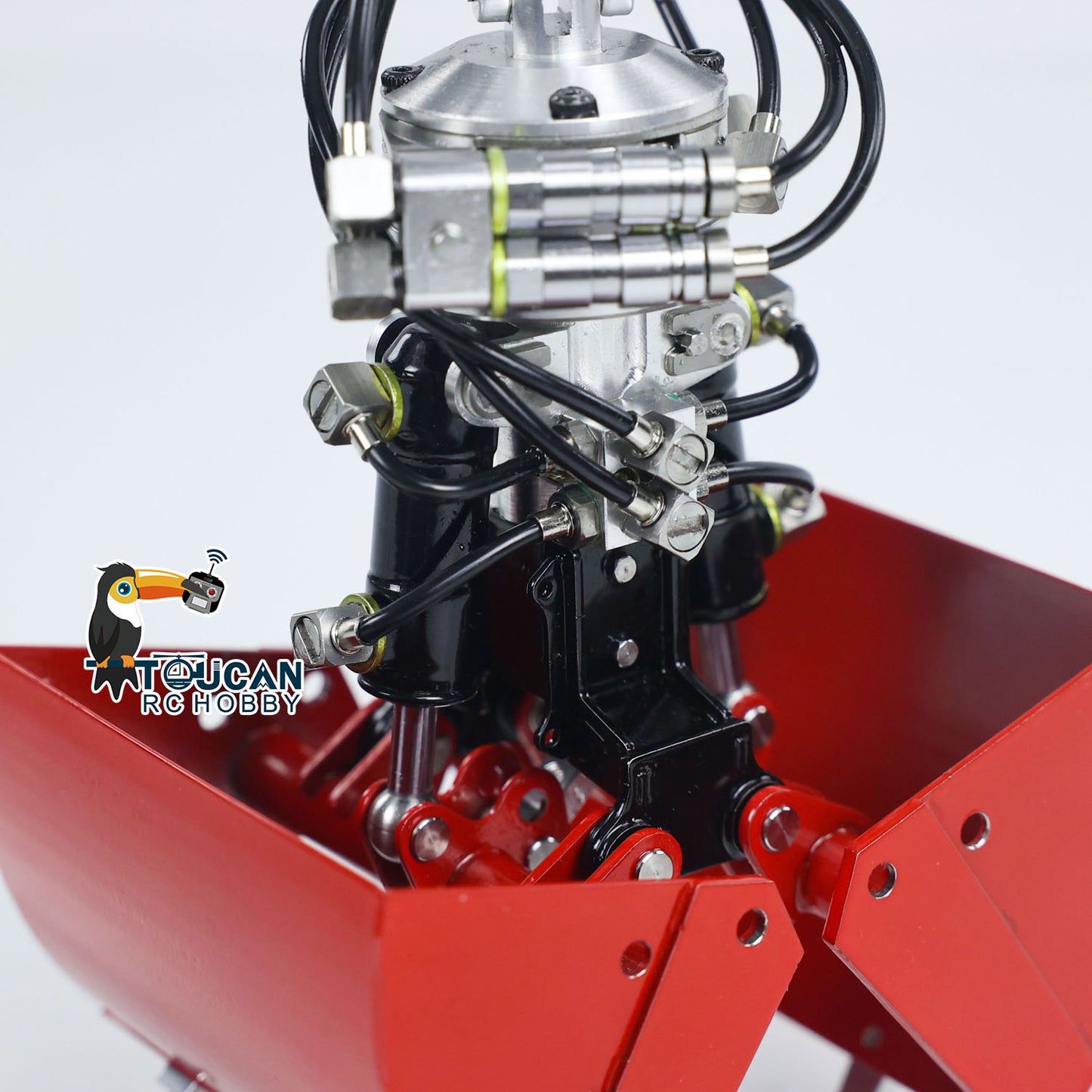 Metal Hydraulic Clamshell Bucket 2 Cylinders for 1/14 RC Crane Dumper Remote Controlled Car DIY Dump Truck Model