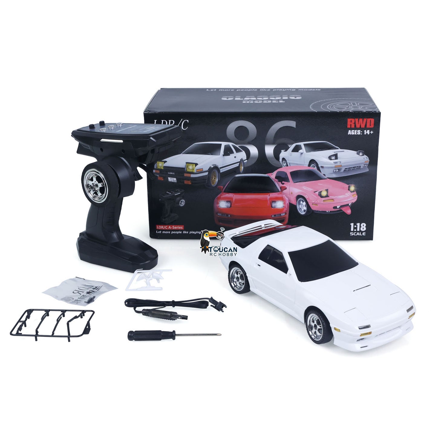 US Stock LDRC 1/18 RX7 RC Racing Car RWD Electric Off-road Vehicles Toys Battery RTR Gyroscope Wireless Control Drift Vehicles LD1802