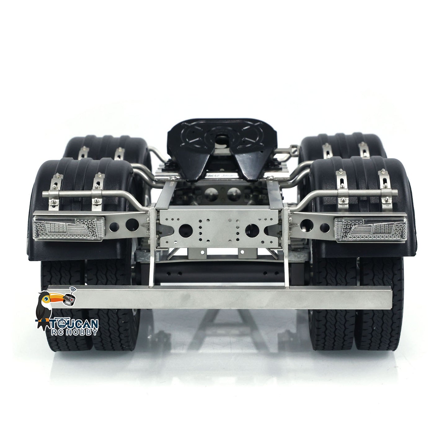 Fast Free Shipping 2 Axles 1/14 Metal Trailer with Fifth-wheel Traction for LESU RC Car Truck Model