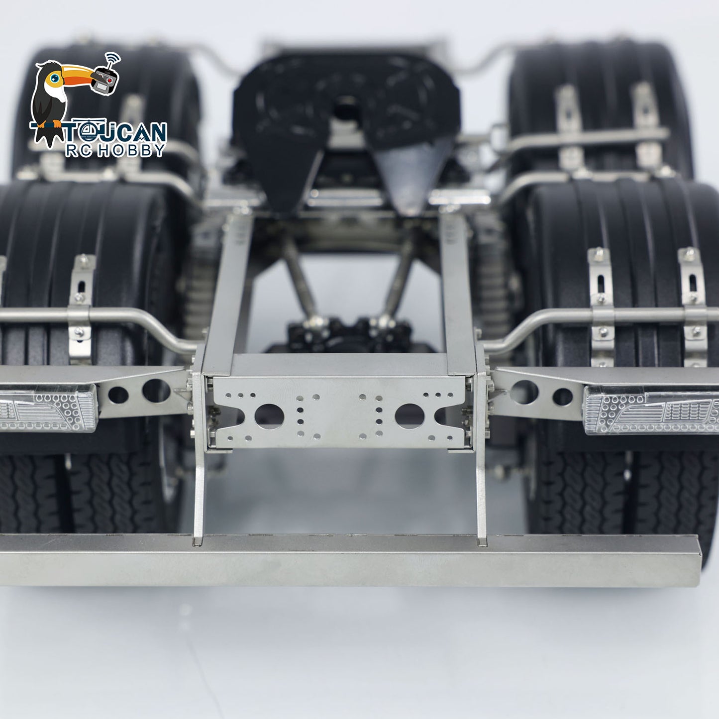 In Stock 1/14 2 Axles Metal Trailer with Fifth-wheel Traction for LESU RC Car Truck Radio Controlled Vehicle Simulation Model