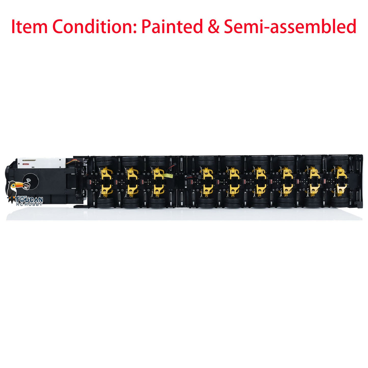 1/14 9 Axles Metal Trailer Extendible Trailers for RC Tractor Truck Remote Controlled Car Simulation Models LED Lights