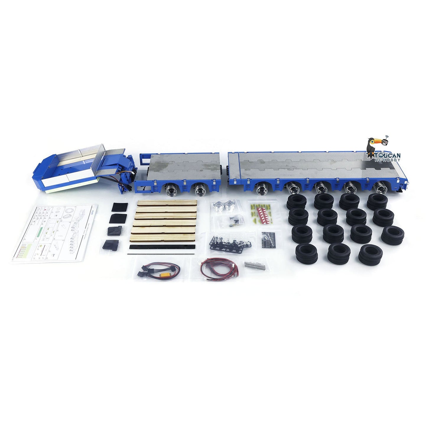 1/14 2+5 Axles RC Metal Heavy Trailer Lowboy Trailer For TAMIYA LESU RC Tractor Truck Radio Controlled Lorry Excavator Loader