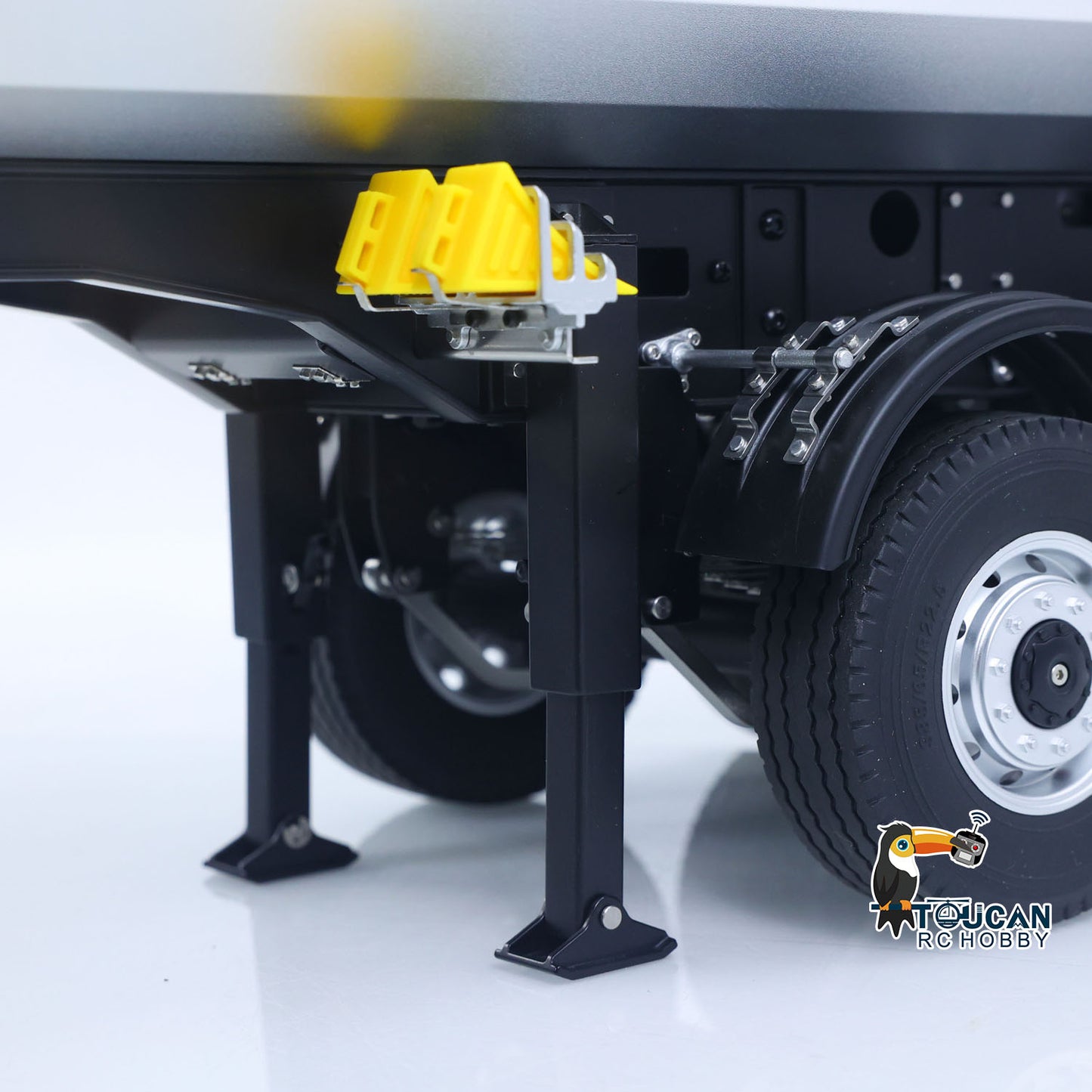 US Stock 26.1Inches KABOLITE 1/14 Metal Radio Control Semi Trailer Dumper Electric Lifting for RC Tractor Truck SC 770S Light Support Leg