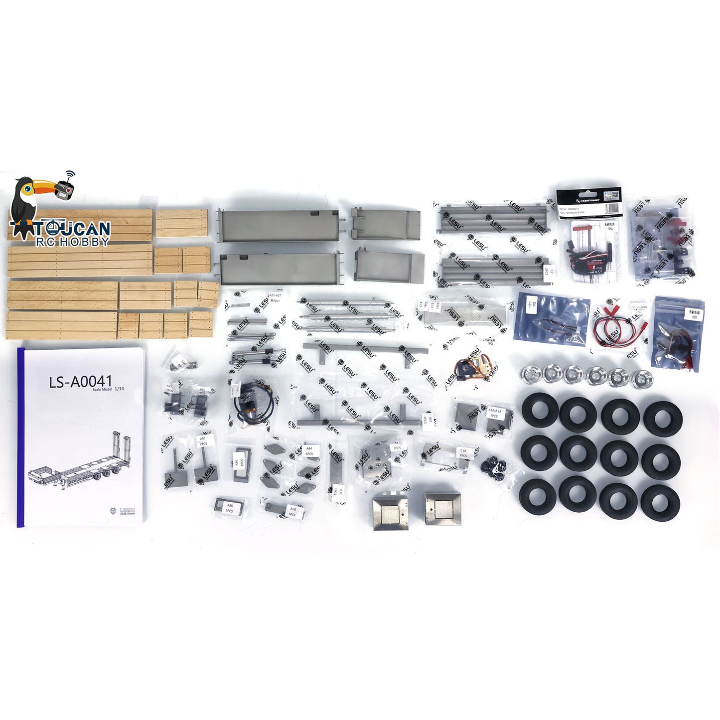 In Stock Metal Trailer for LESU 1/14 Hydraulic RC Tractor Radio Control Truck Hobby Model Lifting Tailboard KIT Version
