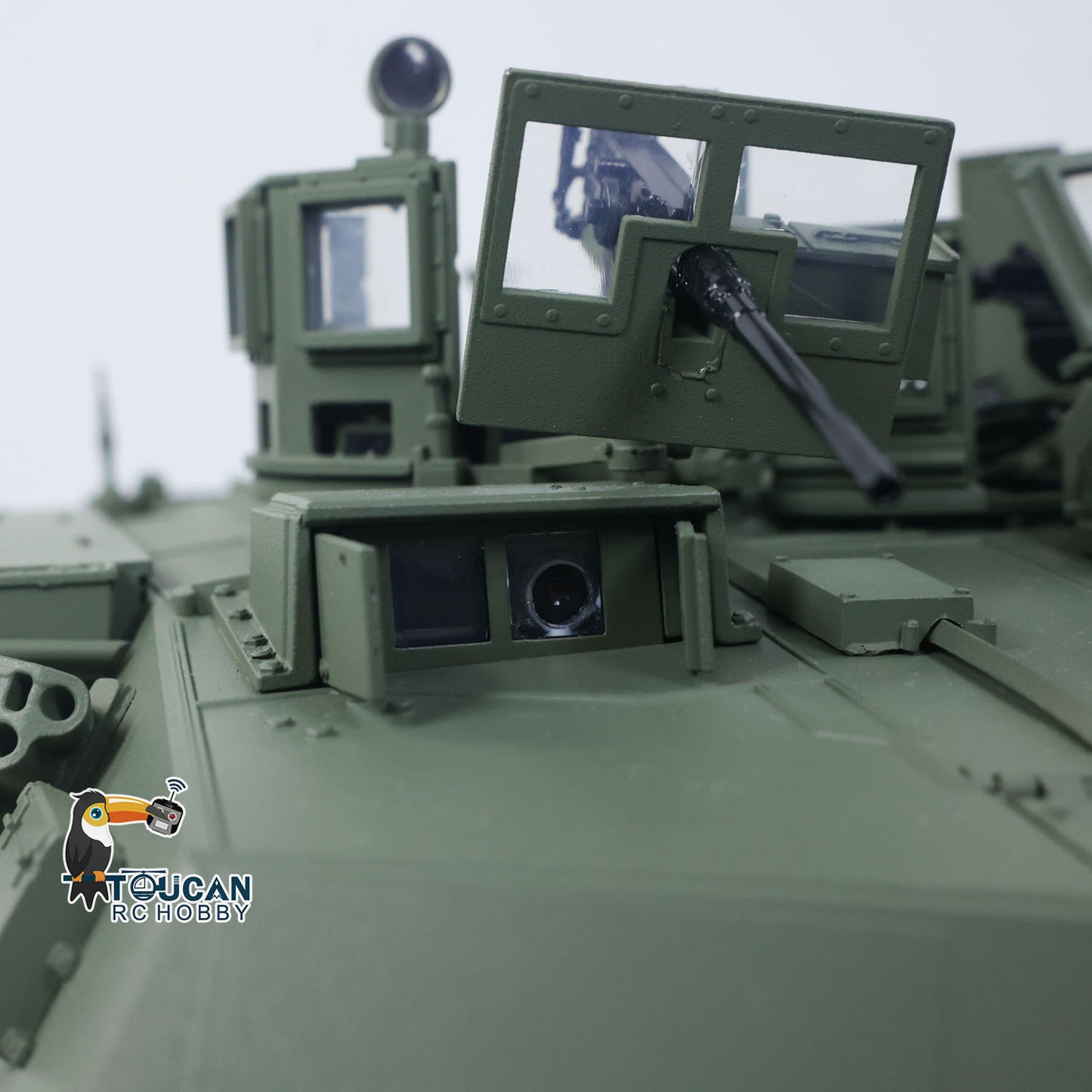 TUSK I TOUCAN 1:16 Metal M1A2 Abrams RC Tank 360 Turret Rotation IR Barrel Elevation Recoil Dual Smoke Units Electric Periscope