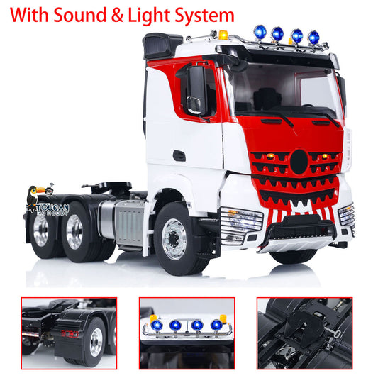 LESU 1/14 6x6 RC Tractor Truck Radio Control Car Painted Assembled Metal Chassis 2-Speed Gearbox Light Sound System PNP/RTR