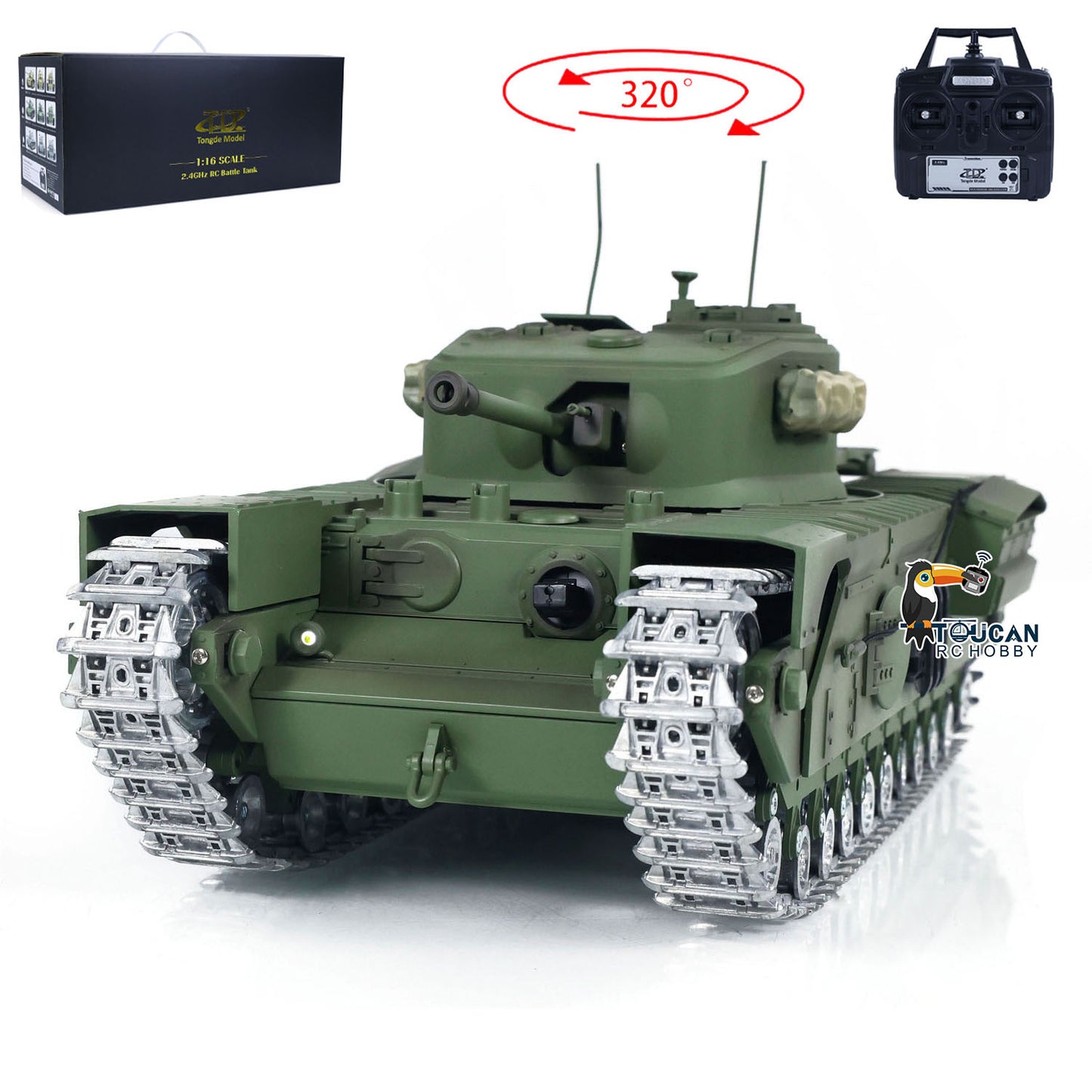 IN STOCK 1/16 Tongde RC Battle Tank Churchill Mk.VII Remote Controlled Panzer Electric Infantry Fighting Vehicles Optional Versions